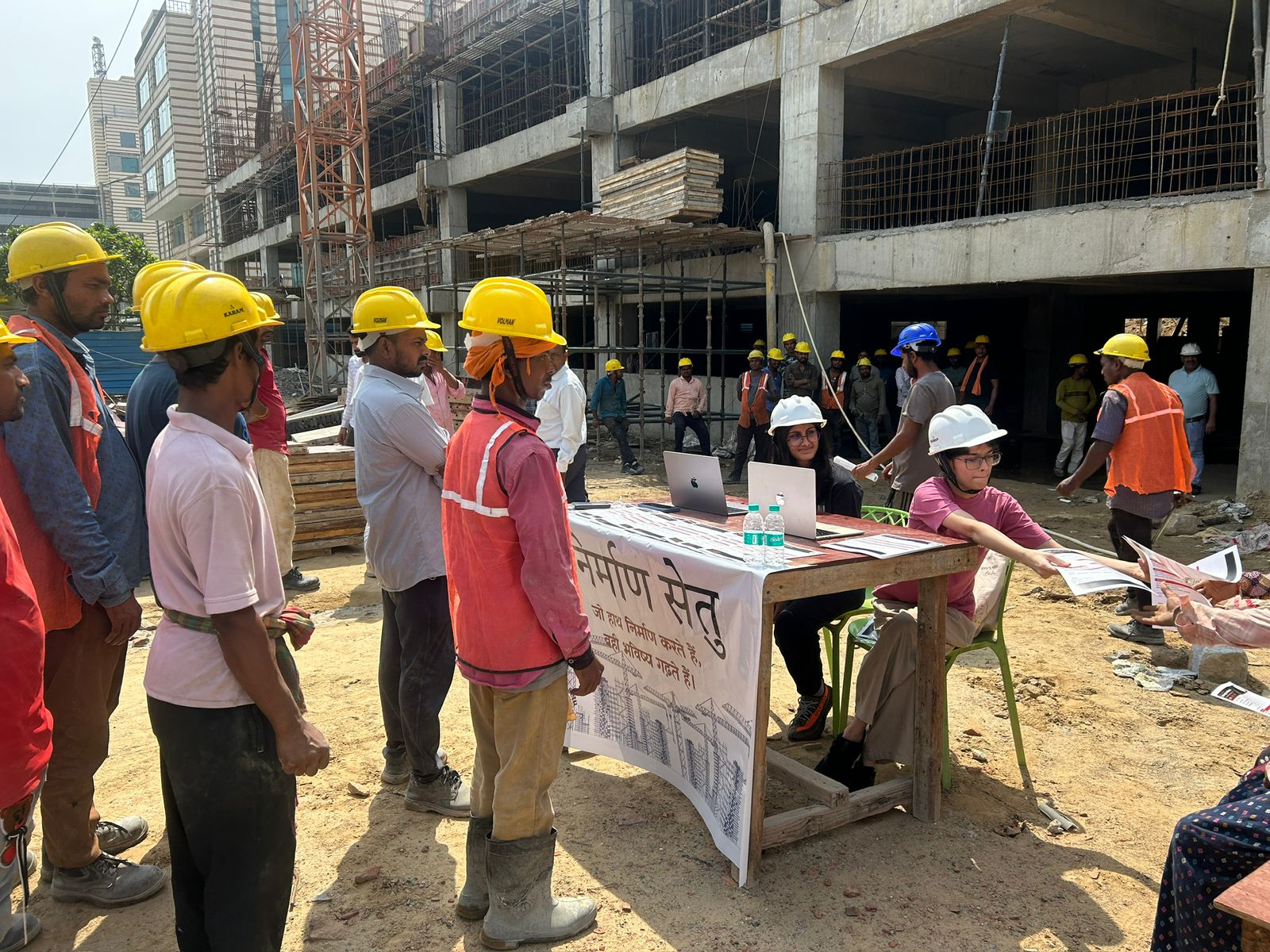 NirmaanSetu field work collage — education camp and site visits
